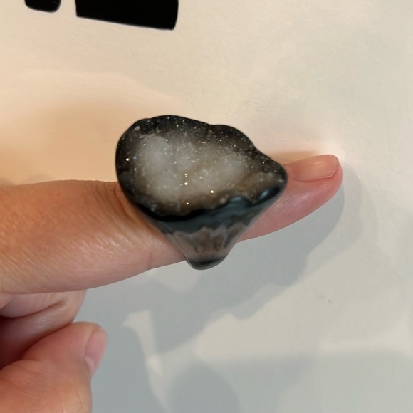 Galaxy Druzy Agate Ring, Black Agate Geode Drusy Ring, Rare Druzy Jewelry Unisex - Picture 5 of 8